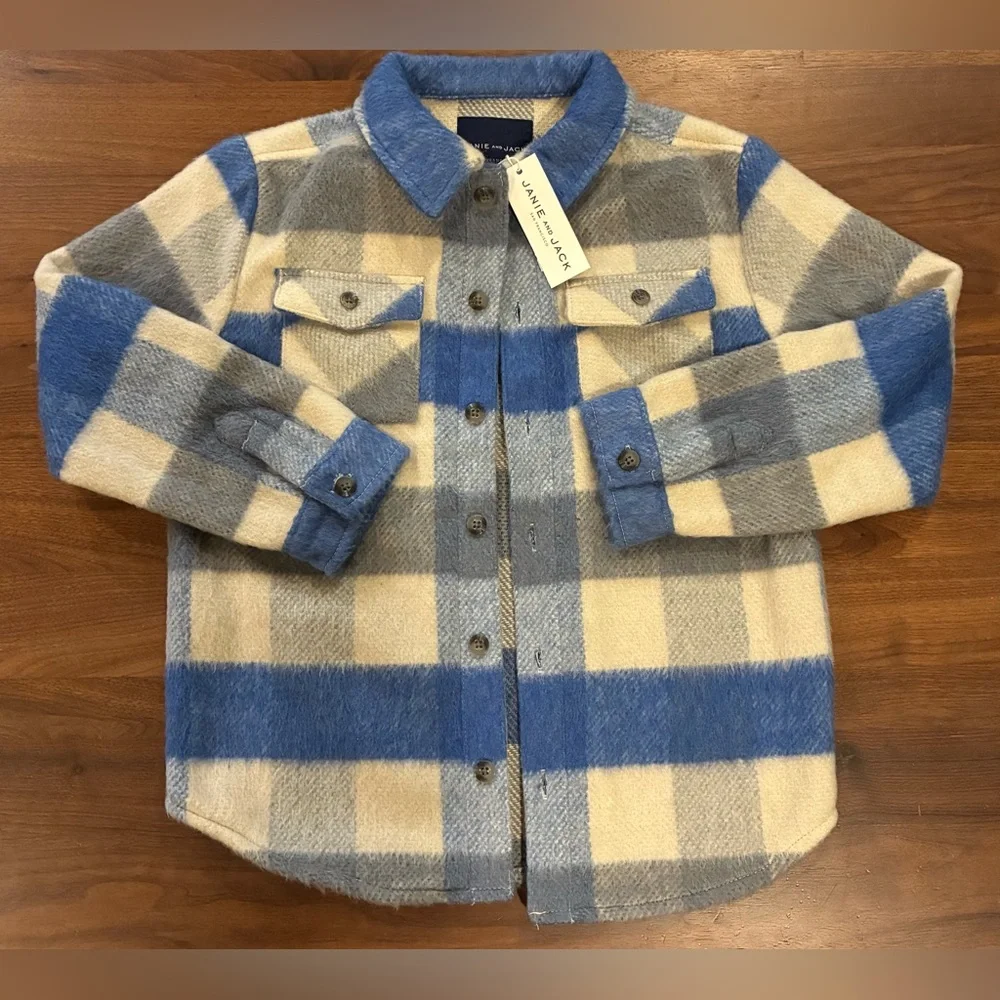 NWT- Janie and Jack The Plaid Twill Shacket (7-8)